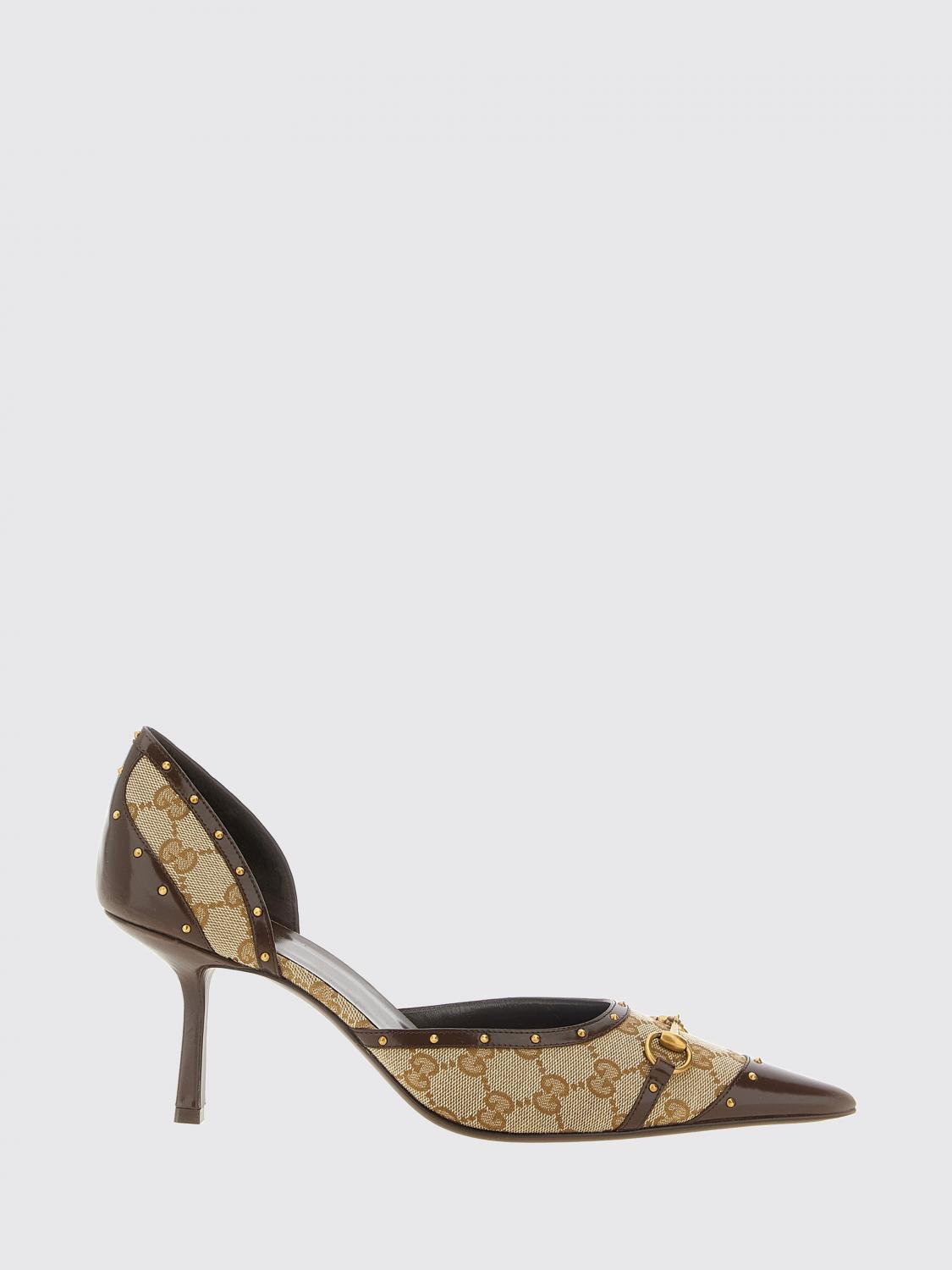 GUCCI Décolleté Savoy in tessuto jacquard GG con borchie e tacco a spillo