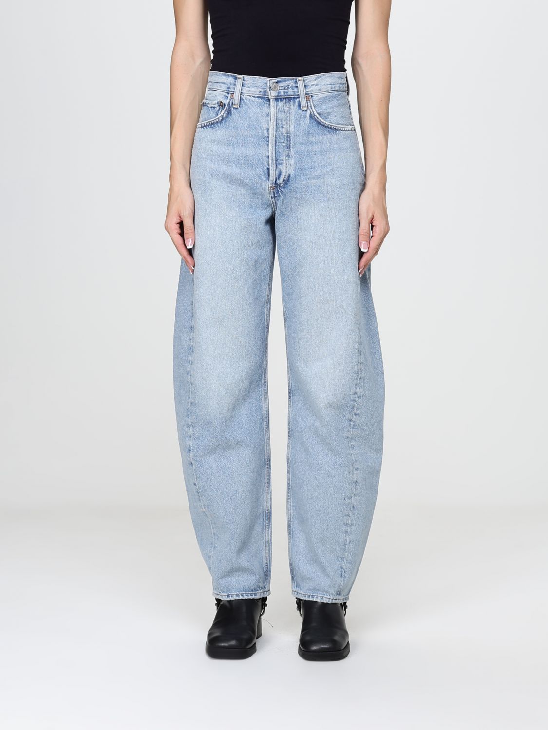 Agolde High-Waisted Baggy Jeans in Regenerative Cotton Denim with Five Pockets