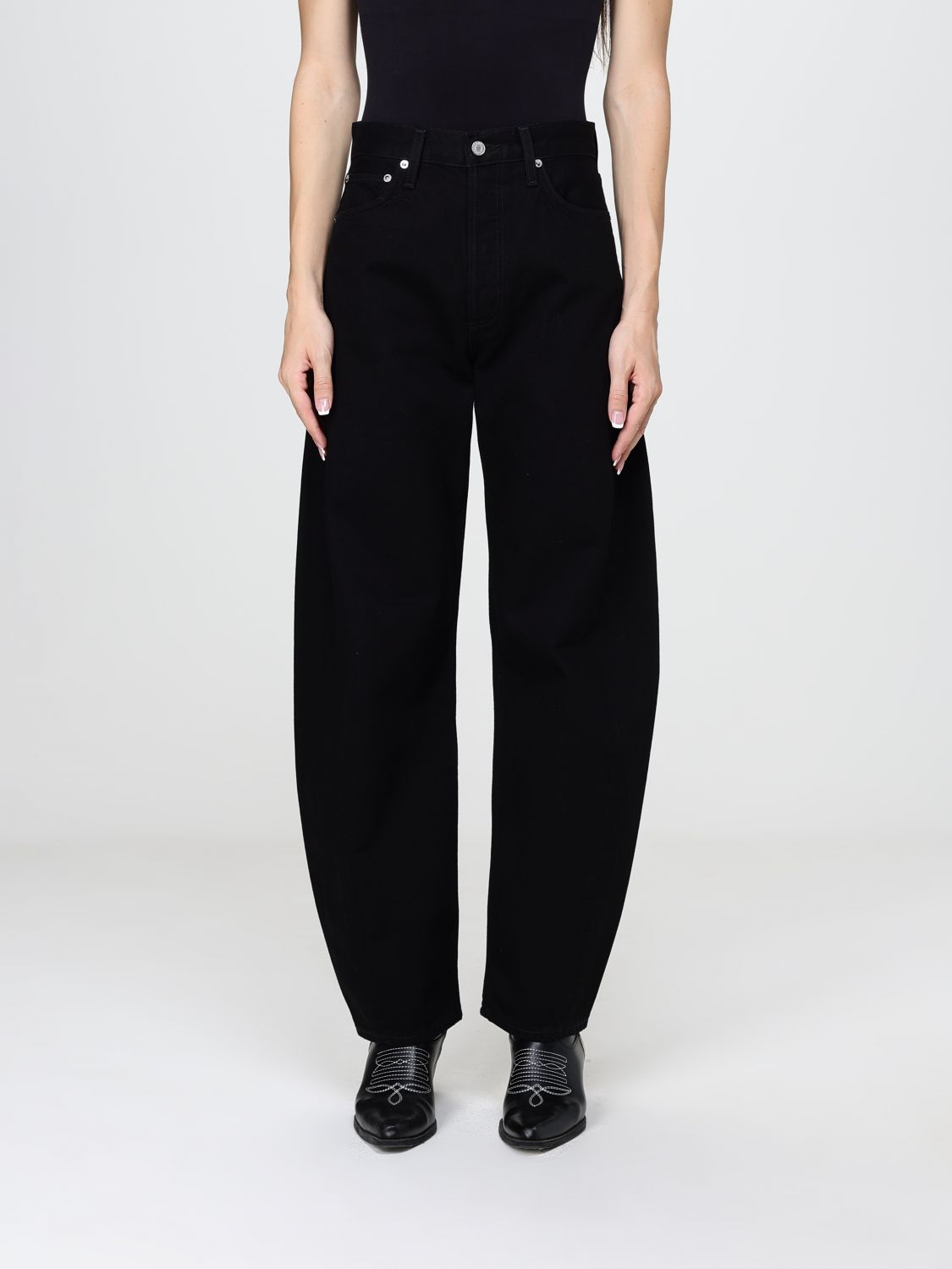 AGOLDE Baggy-Jeans Spiral mit hoher Taille aus Baumwolldenim mit geradem Saum