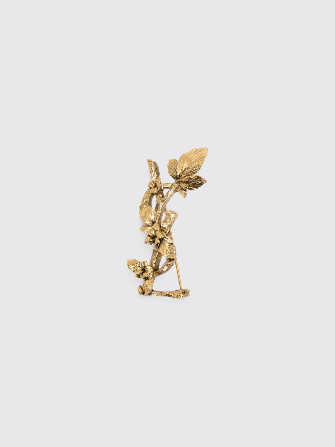 SAINT LAURENT Blumenbrosche aus Messing mit YSL-Monogramm