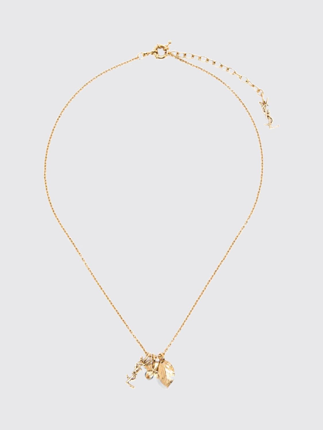 SAINT LAURENT Cassandre Necklace in Gold-Tone Brass with YSL Monogram Pendant