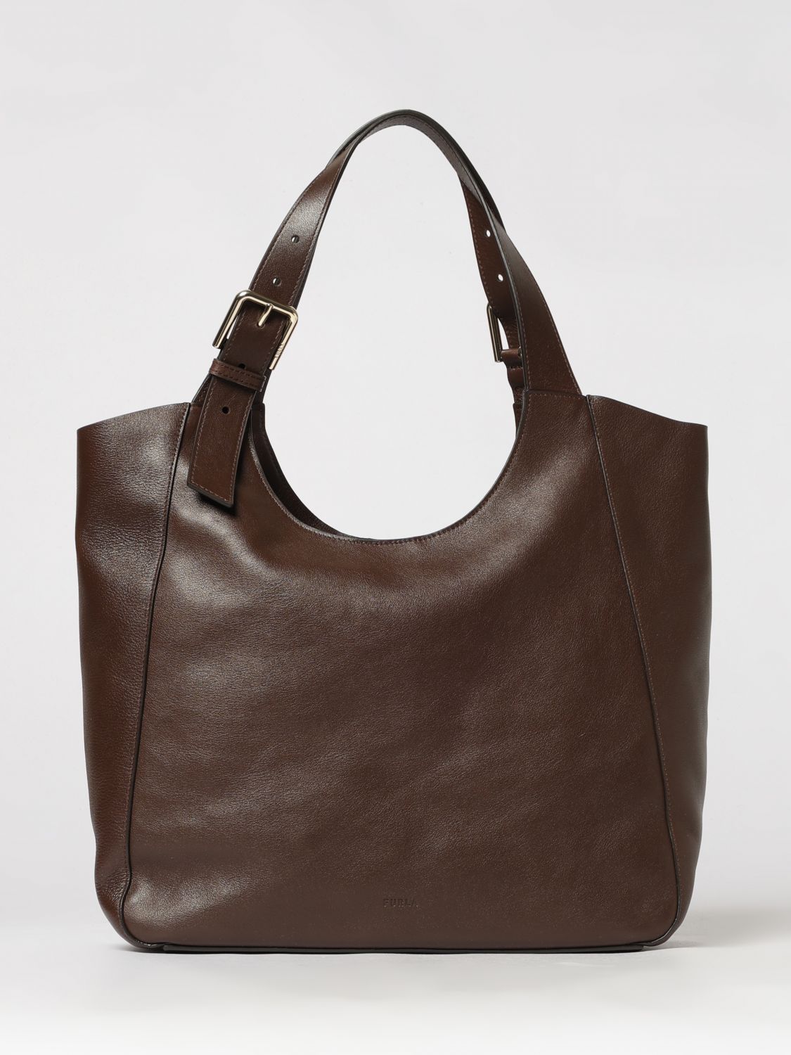 FURLA Dora Large Leather Tote Bag with Flared Shape and Adjustable Handle FURLA Dora Large Leather Tote Bag with Flared Shape and Adjustable Handle