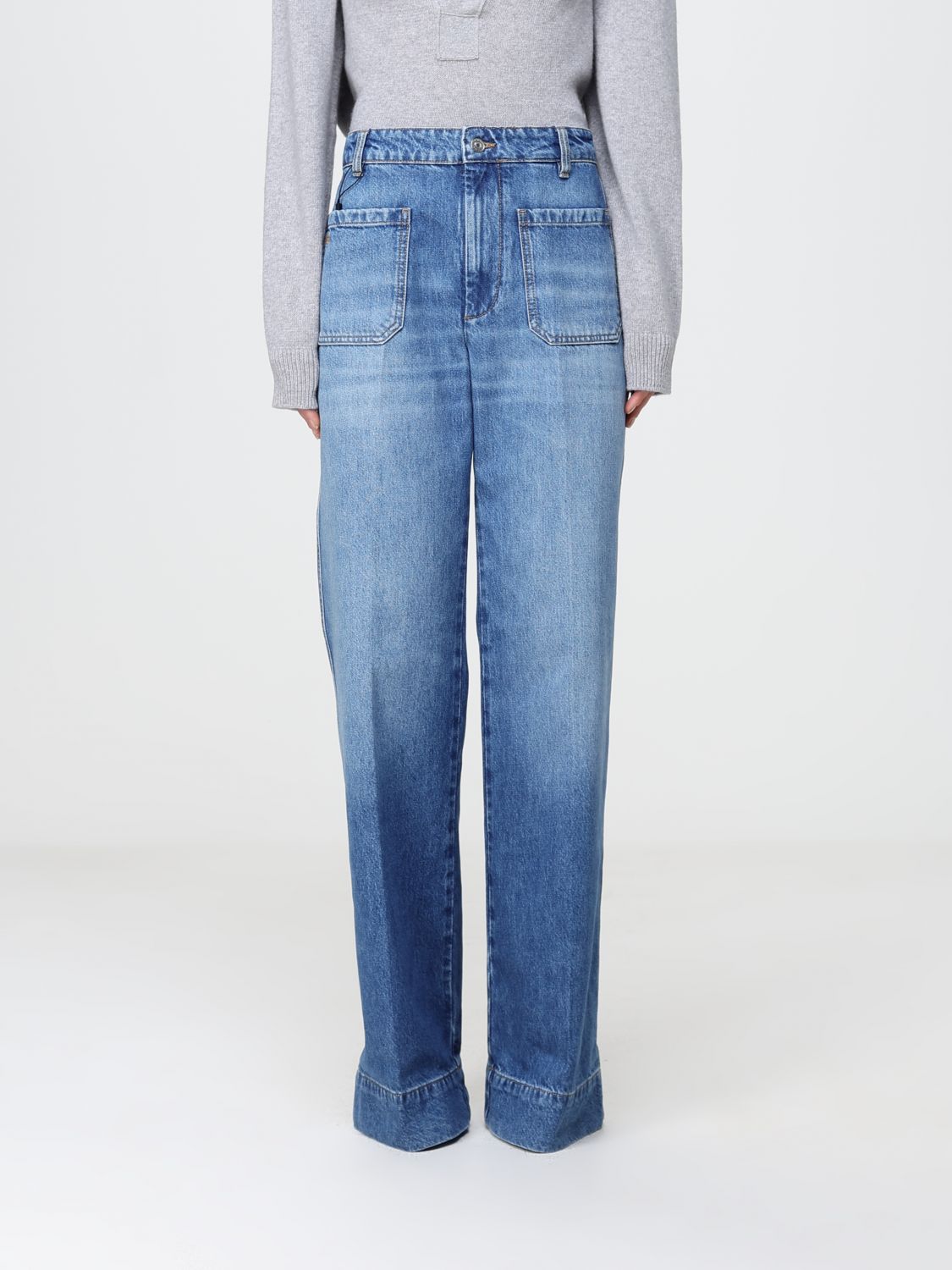 VICTORIA VICTORIA BECKHAM Wide Leg Jeans Alina mit hoher Taille und aufgesetzten Taschen