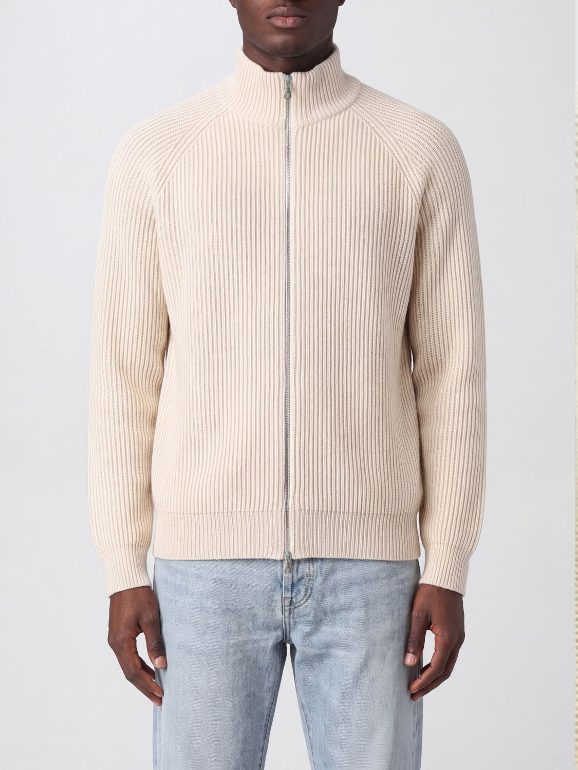 Brunello Cucinelli Roll Neck Zip-Up Cardigan in Pure Cashmere