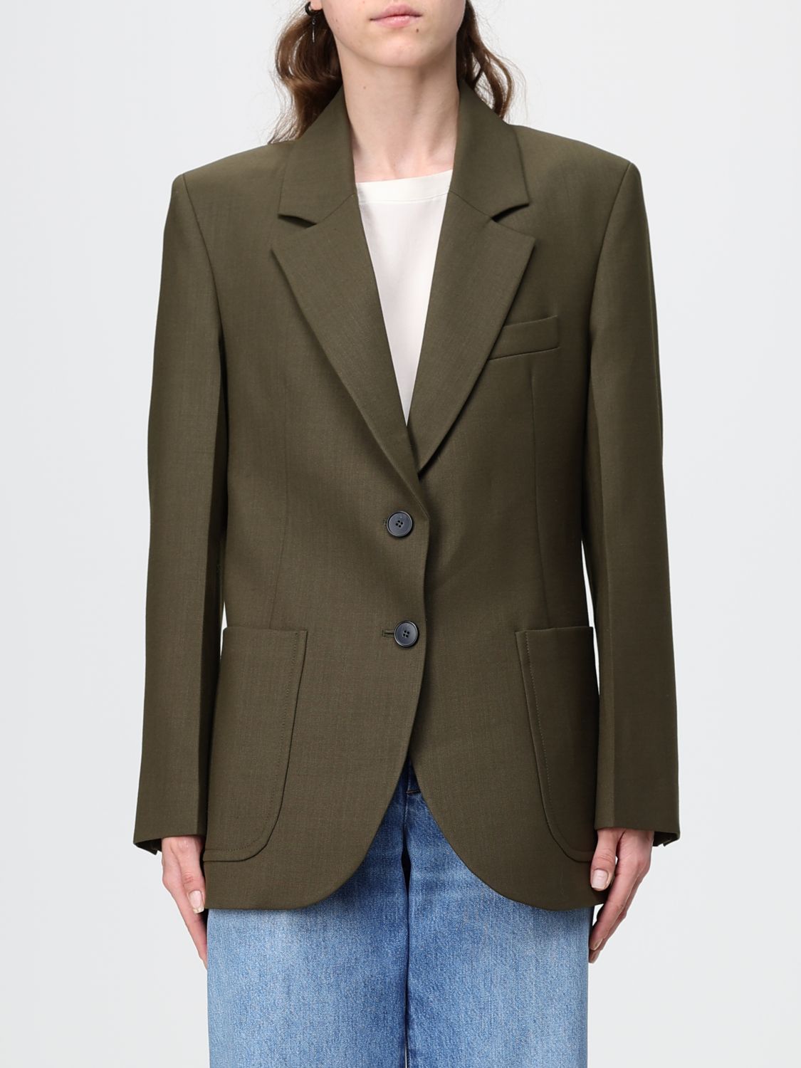 VICTORIA VICTORIA BECKHAM Einreihiger Blazer aus Schurwolle mit gepolsterten Schultern