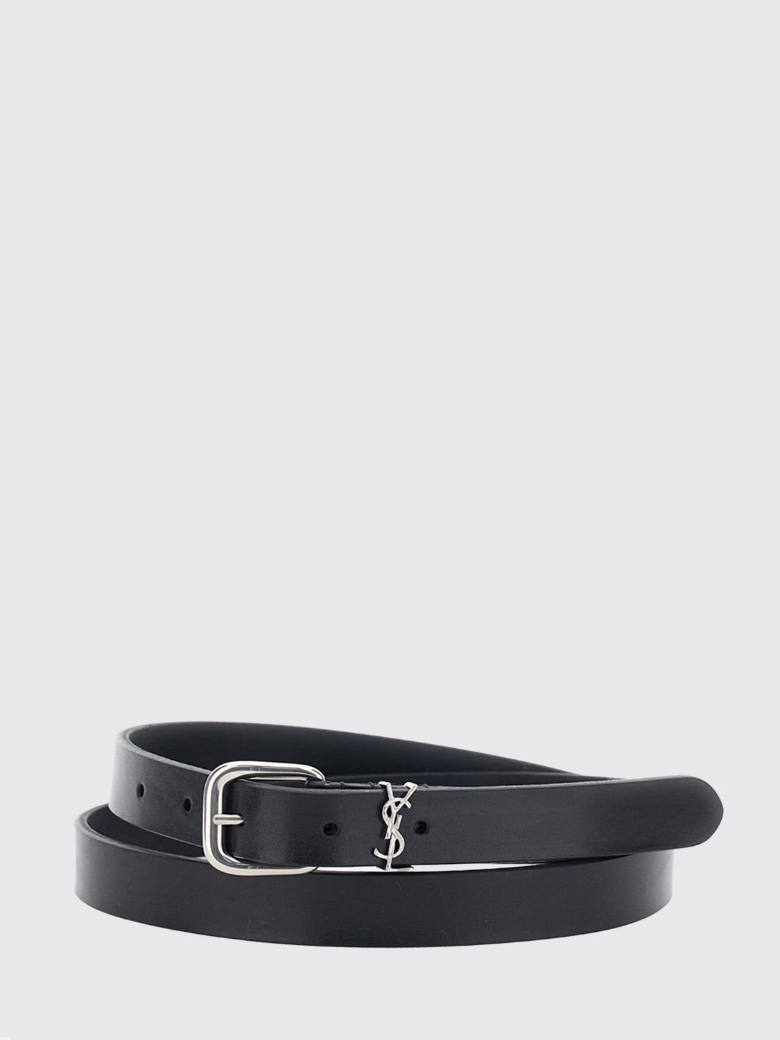 SAINT LAURENT Schmaler Cassandre Gürtel aus Kalbsleder mit YSL-Monogramm