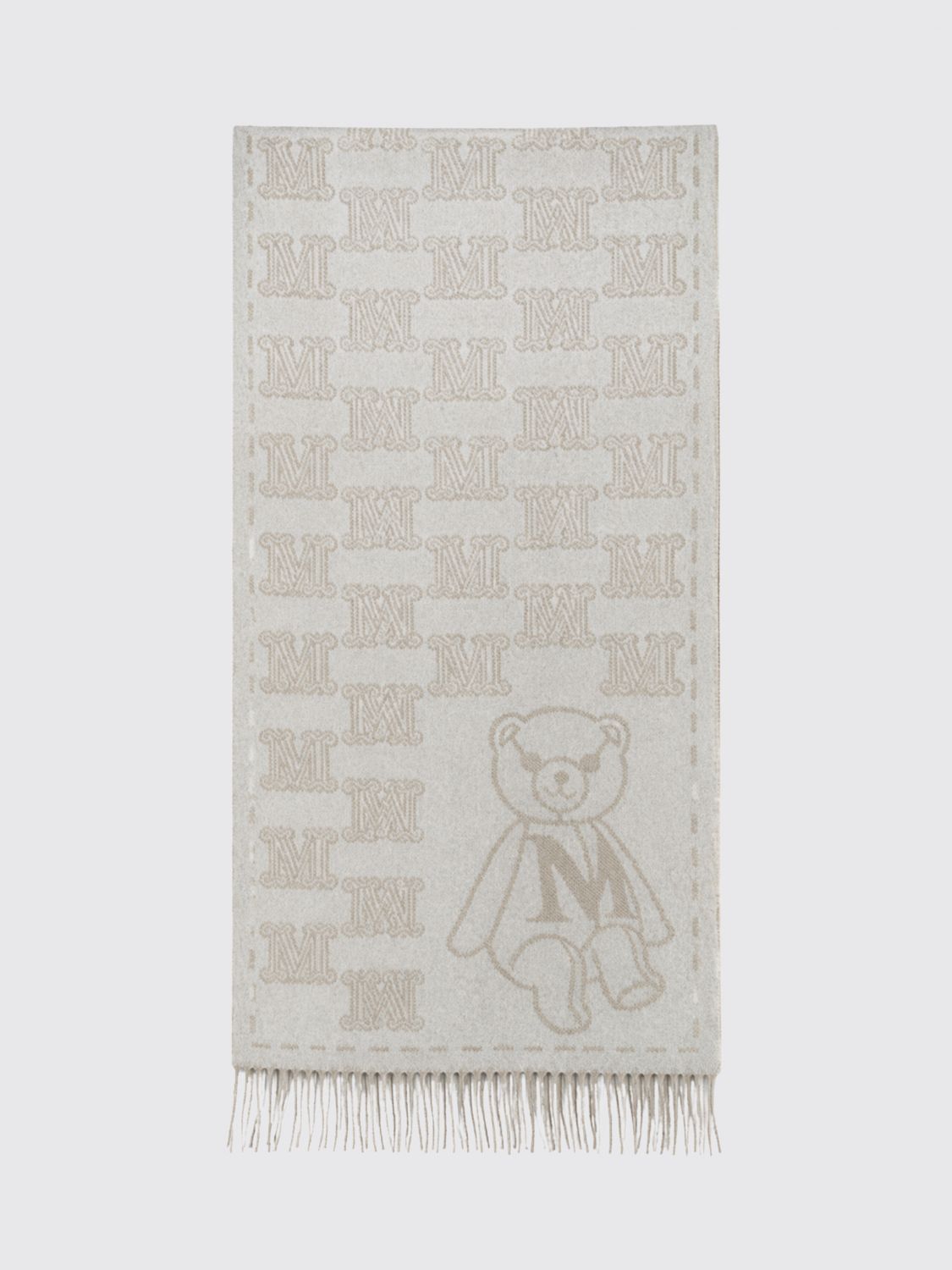 MAX MARA Stola Charme in cashmere con monogramma jacquard e orlo sfrangiato