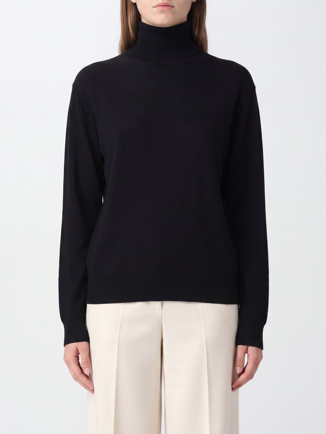 Semicouture Virgin Wool Turtleneck Jumper with Dropped Shoulders