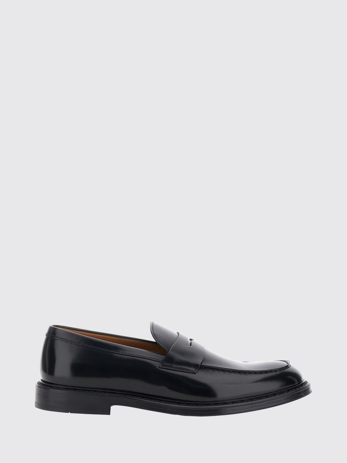 Doucal's Penny Loafers in Brushed Calfskin with Saddle Strap