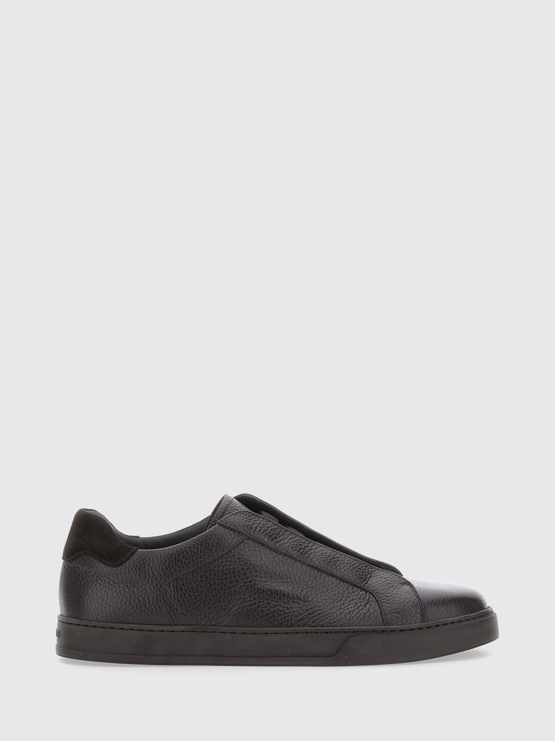 Doucal's Slip-On Trainers in Tumbled Calfskin with Elastic Laces