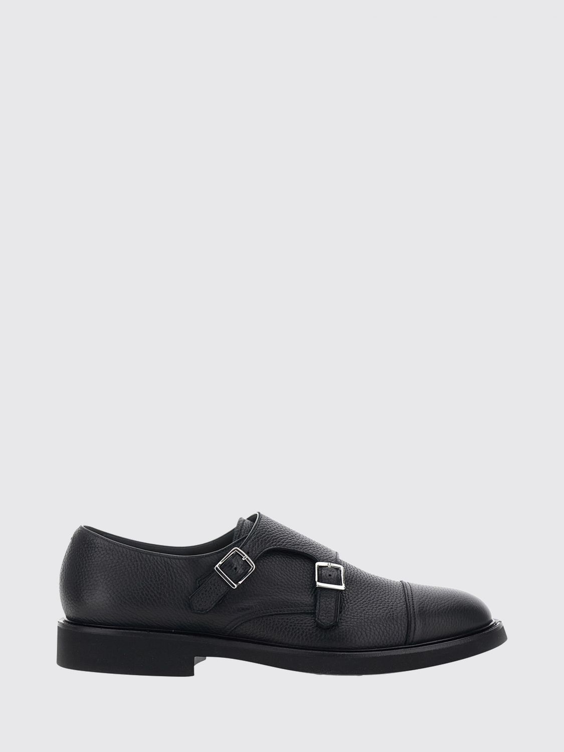 DOUCAL'S Monk-Strap-Schuhe mit doppelter Schnalle aus genarbtem Kalbsleder