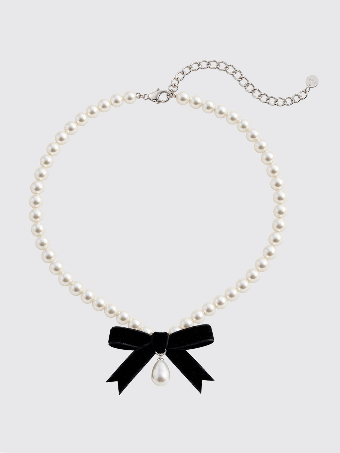 SELF-PORTRAIT Faux Pearl Choker Necklace with Crystal-Embellished Bow