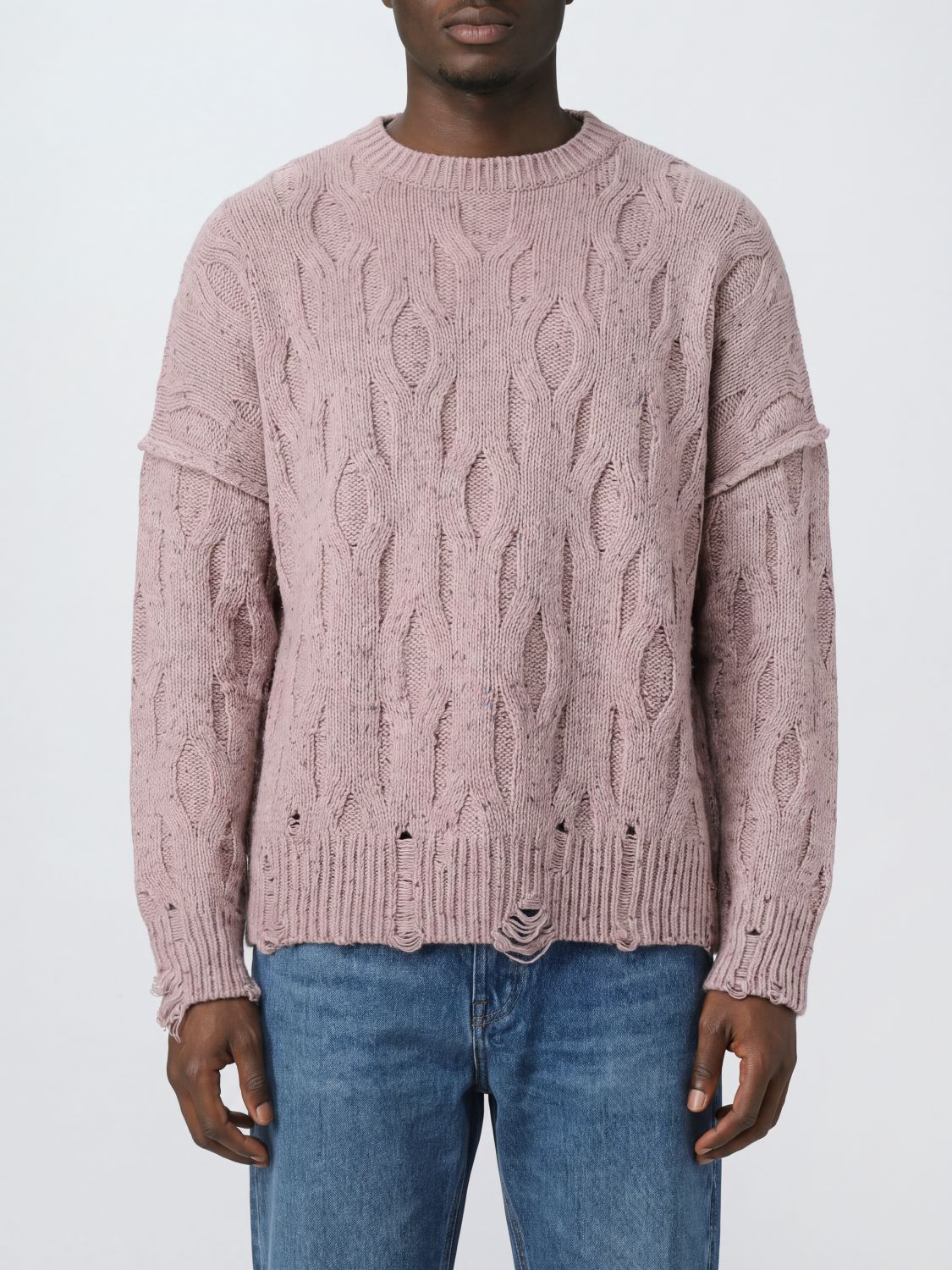 REPRESENT Relaxed-Fit Pullover mit Rundhalsausschnitt aus Wollmischung im Used-Look