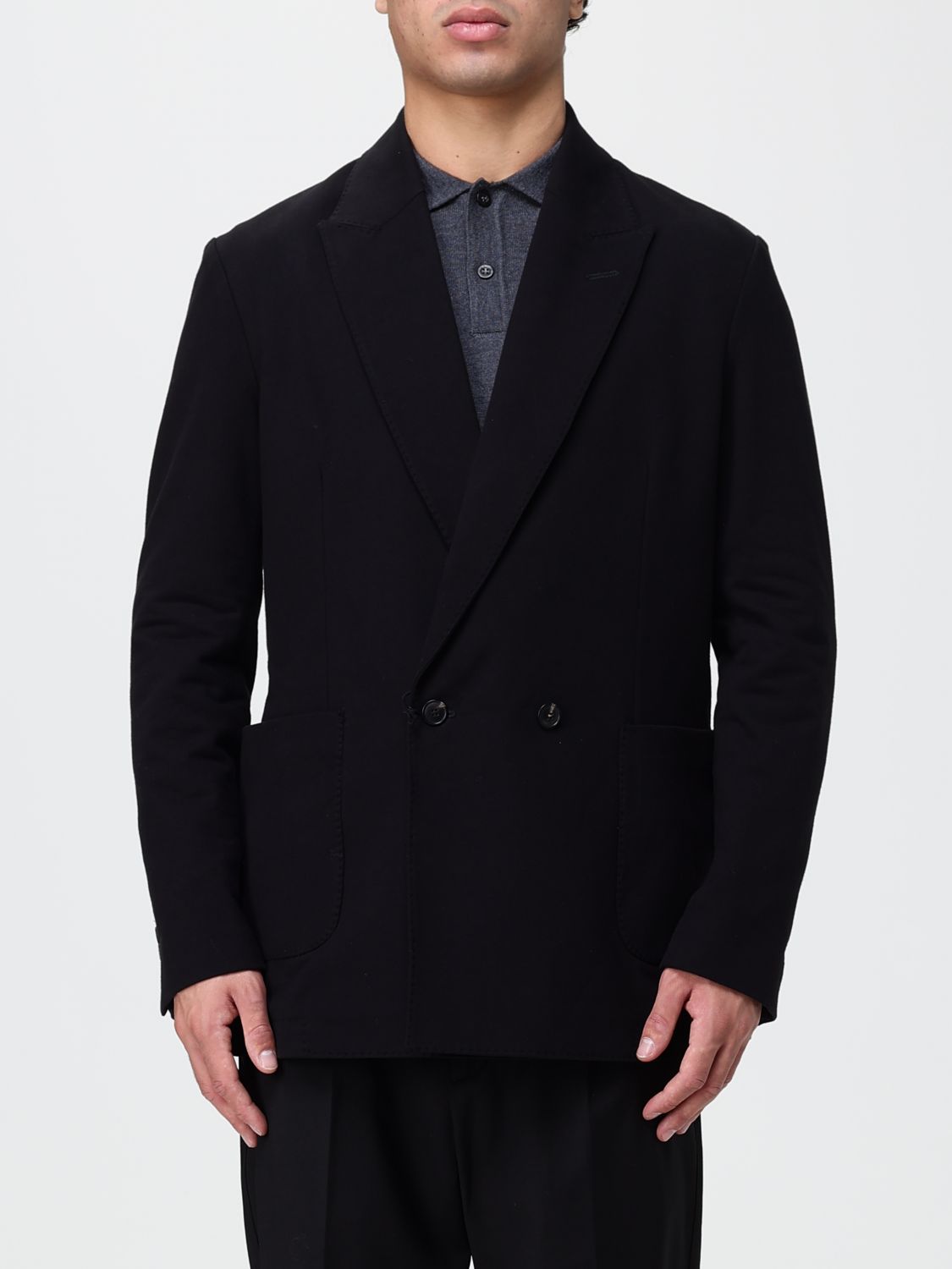 CIRCOLO 1901 Double-Breasted Stretch Cotton Blazer with Patch Pockets