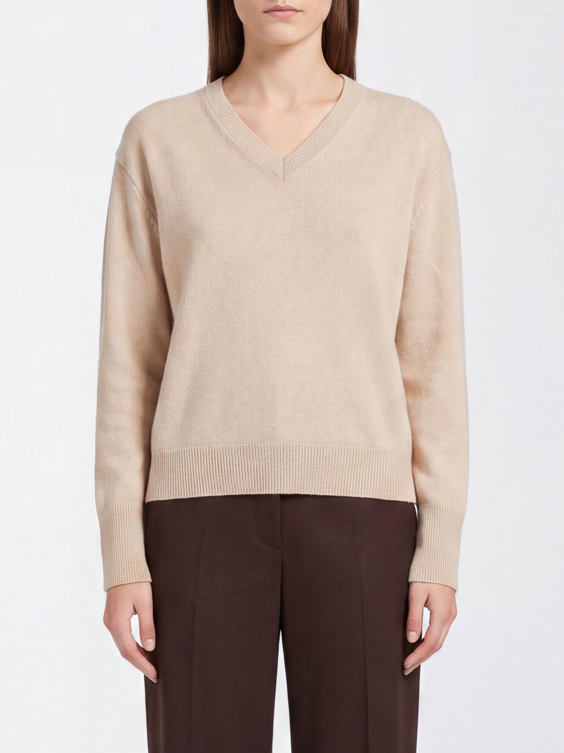 'S Max Mara V-Ausschnitt-Pullover aus reinem Kaschmir mit überschnittenen Schultern