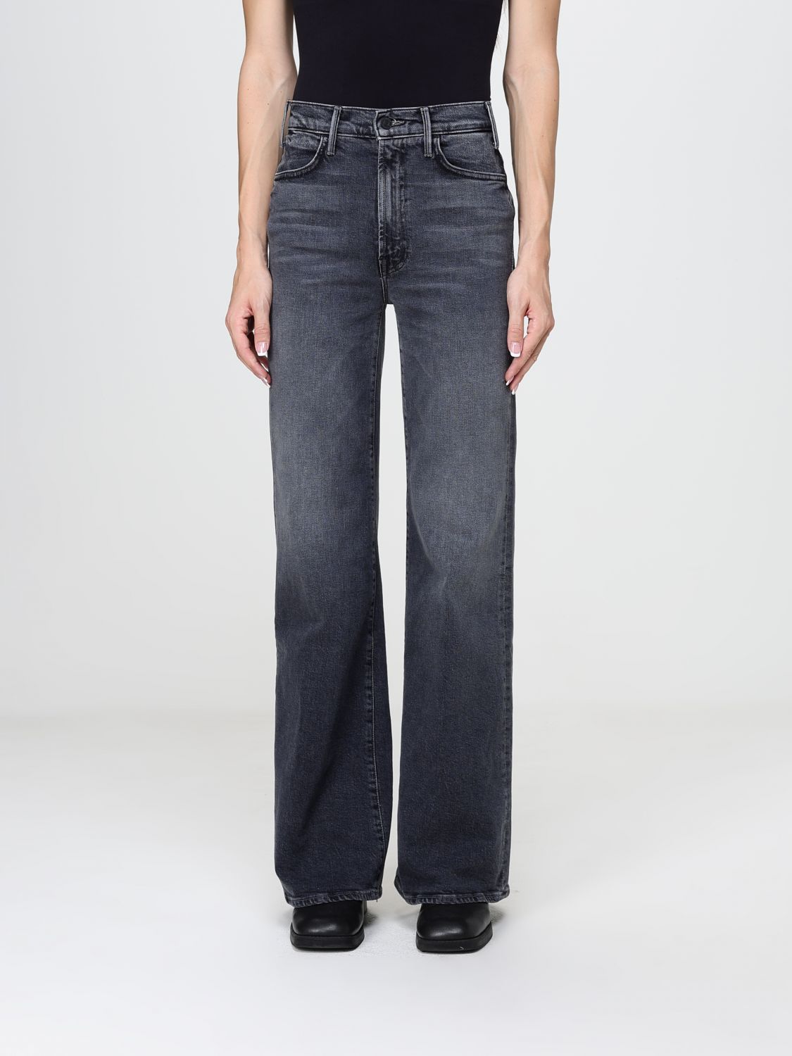 MOTHER Hoch taillierte Wide Leg Jeans The Hustler Roller aus Denim