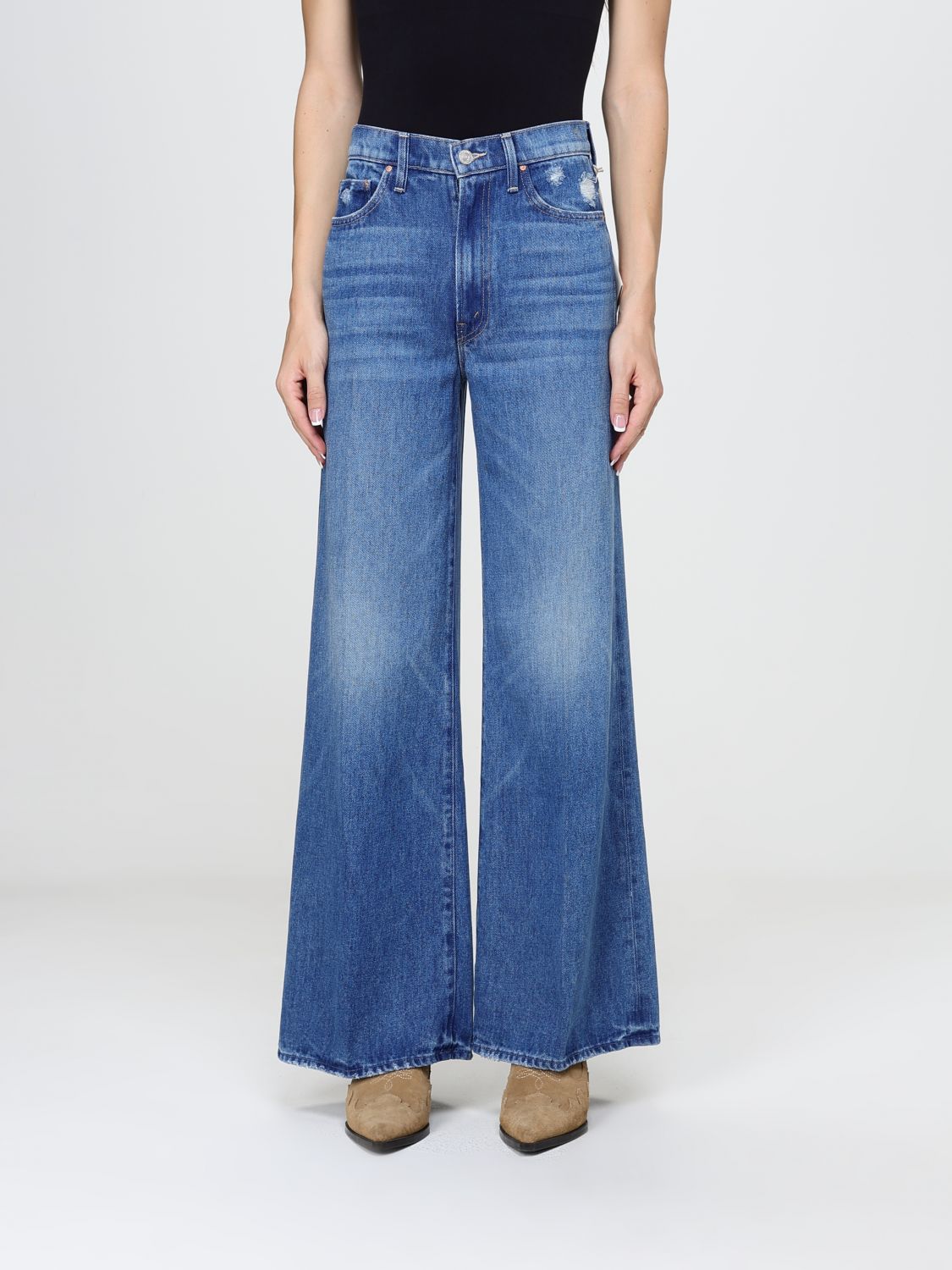 MOTHER Hoch taillierte Wide Leg Jeans The Ditcher Roller aus Denim
