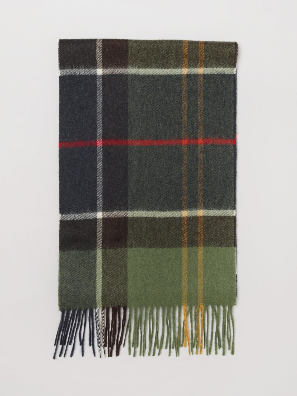 Barbour Tartan Cashmere Blend Scarf with Fringed Edges · OS