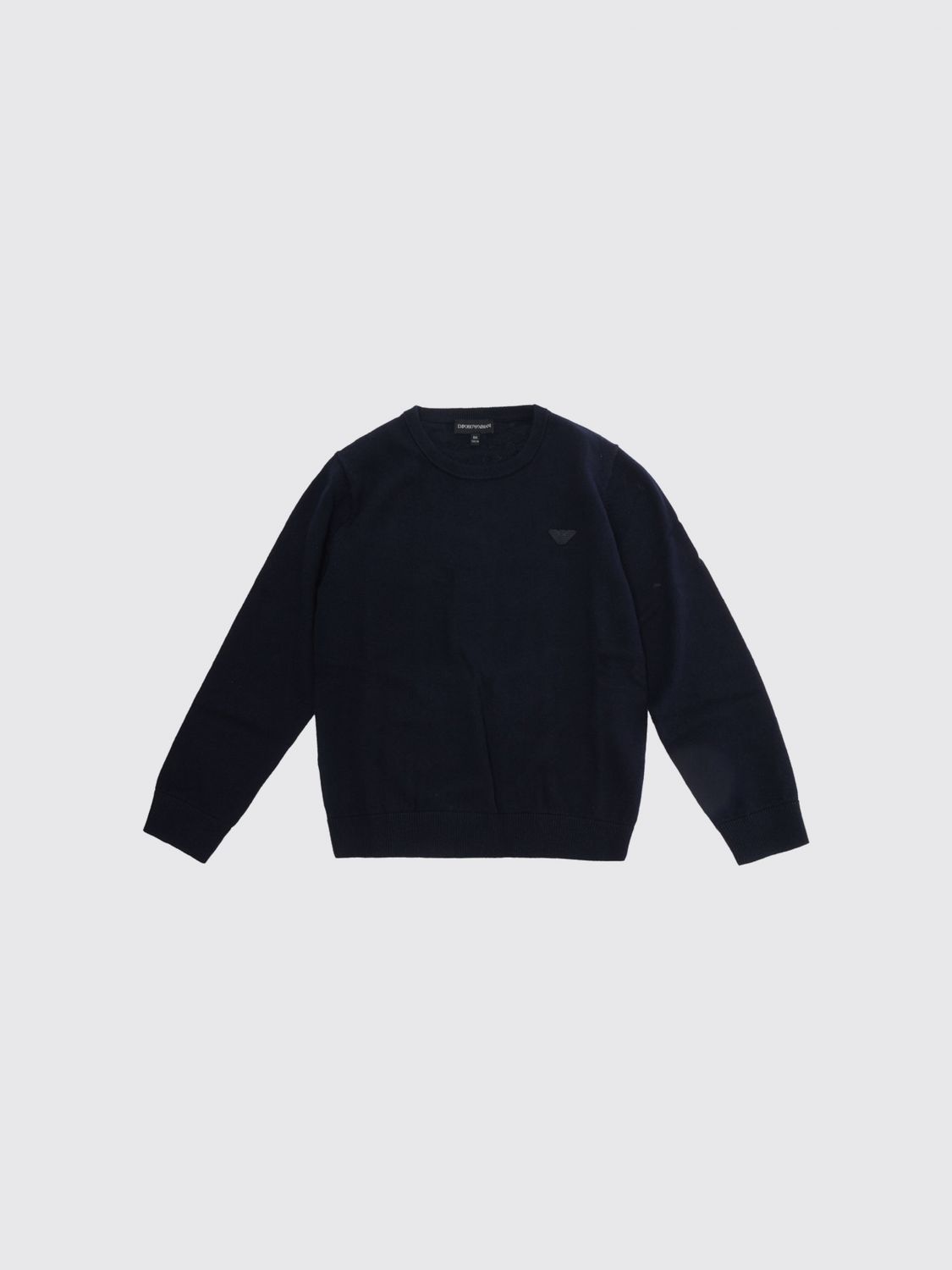 EMPORIO ARMANI Rundhalspullover für Jungen aus Wolle und Baumwolle mit Adler-Logo