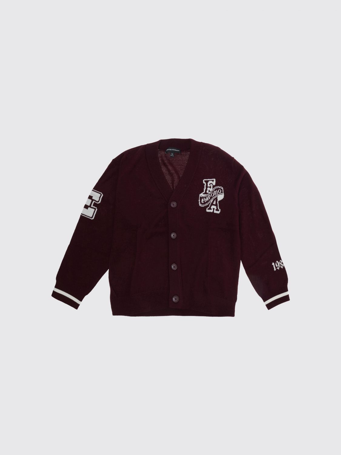 EMPORIO ARMANI Cardigan für Jungen aus Wollmischung mit Jacquard-Logo