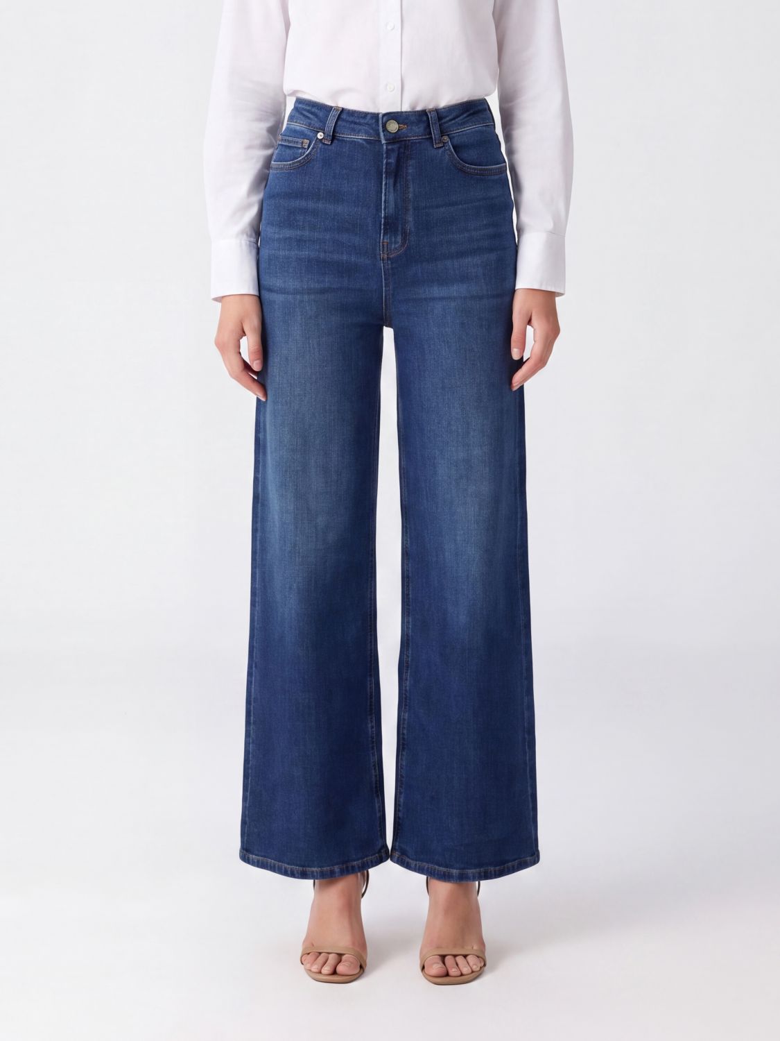 Twinset High-Waisted Palazzo Wide Leg Denim Jeans