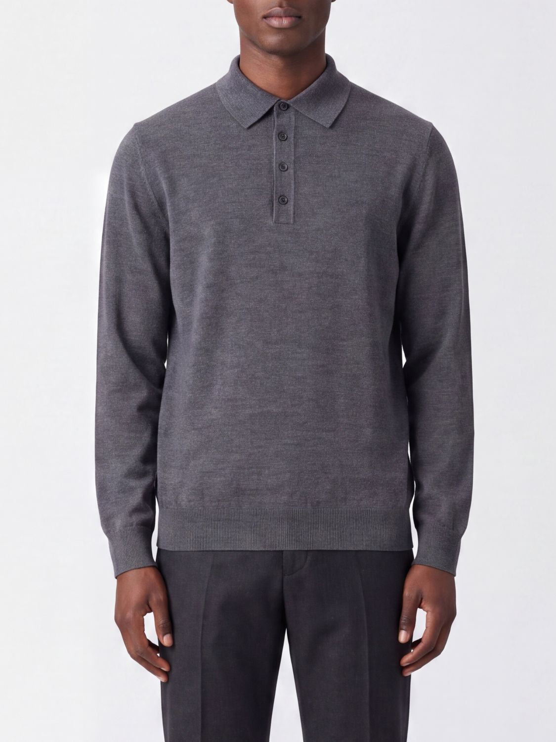 Kangra Long-Sleeved Extrafine Merino Wool Knit Polo