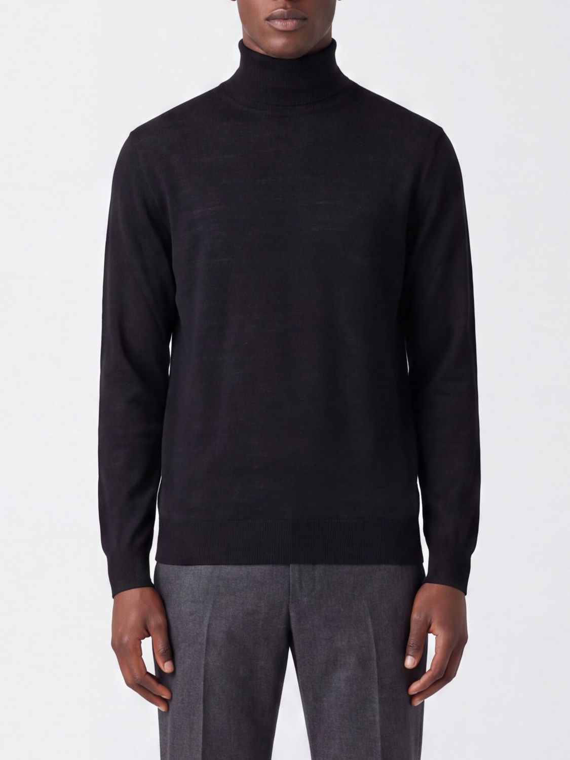 KANGRA Rollkragenpullover aus extrafeiner Merinowolle mit Rippbündchen