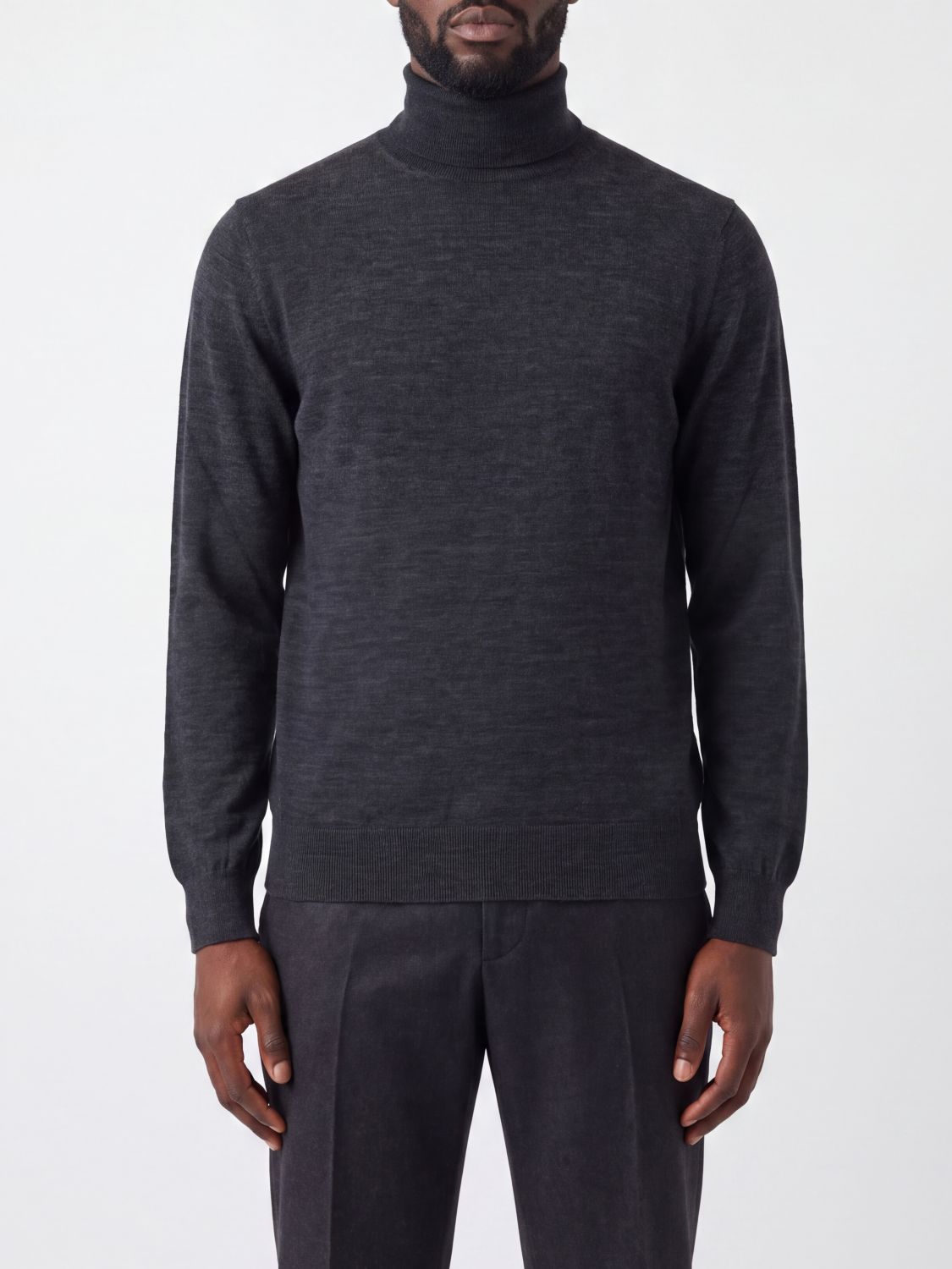 KANGRA Rollkragenpullover aus extrafeiner Merinowolle mit Rippbündchen
