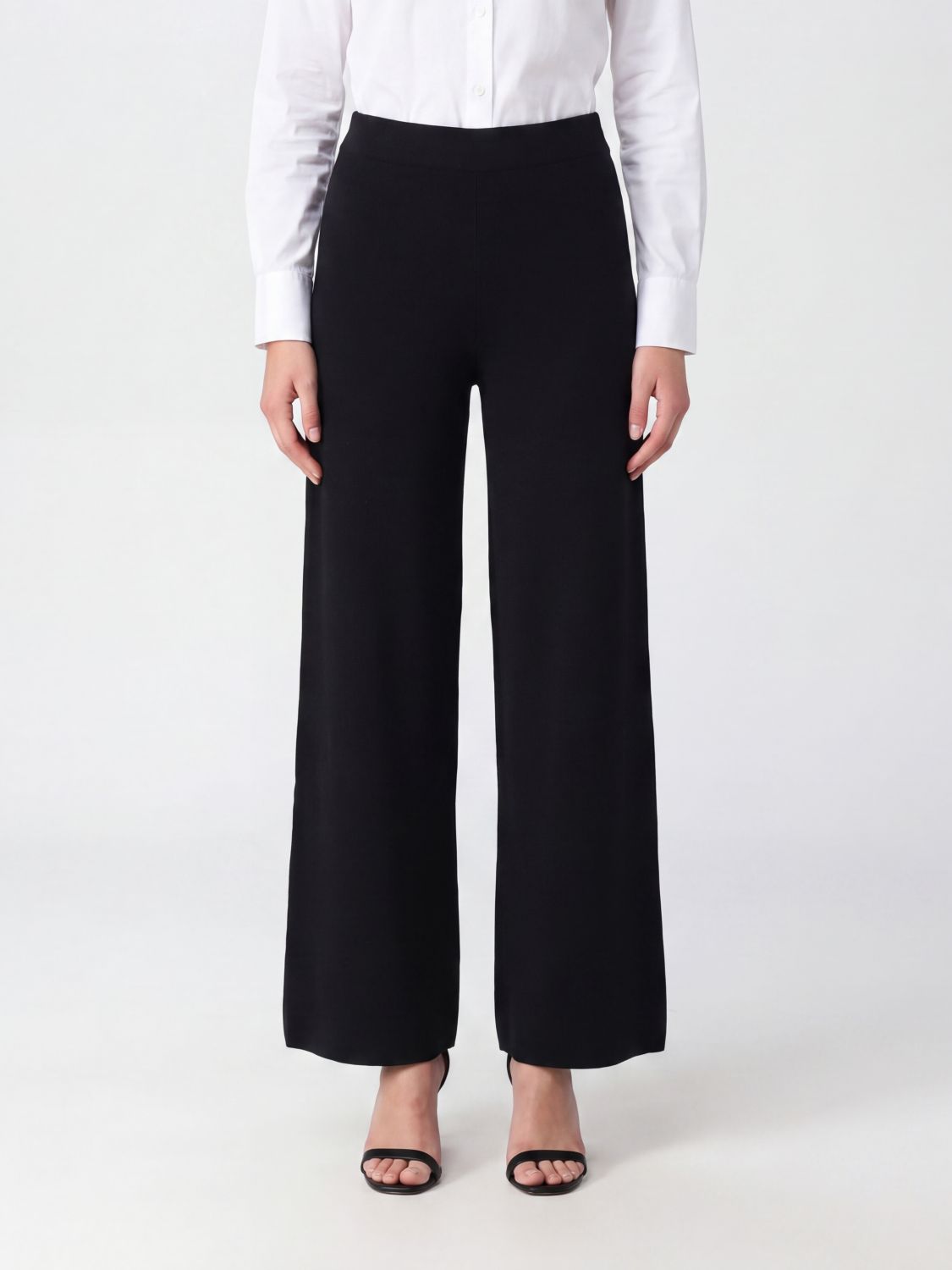 PAROSH P. A.R. O.S. H. Wide-Leg Wool and Cashmere Knit Trousers with Elastic Waist