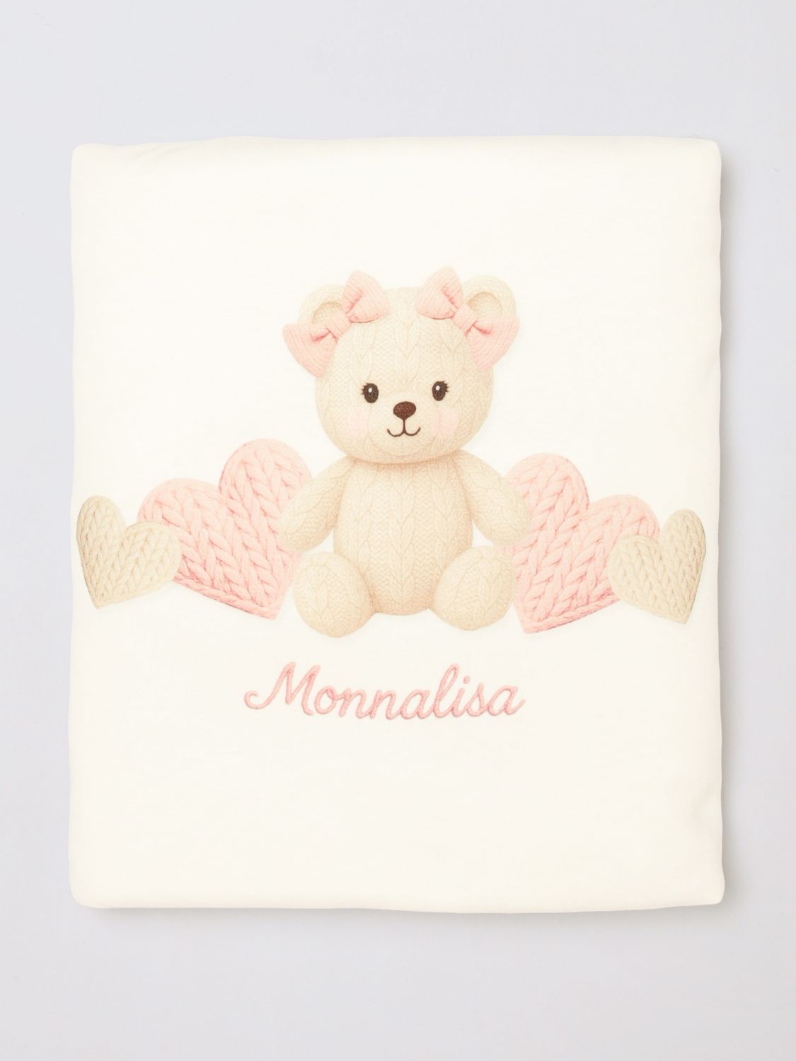 MONNALISA Babydecke aus Baumwolle mit Teddybär- und Herzen-Print