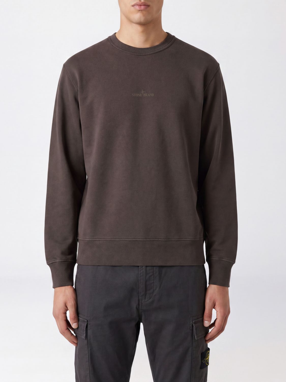 STONE ISLAND Rundhals-Sweatshirt aus Baumwolle mit Kompass-Logo auf dem Rücken