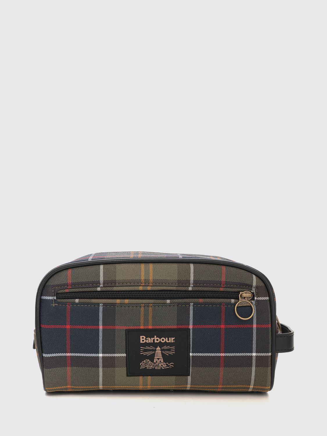 BARBOUR Tartan Polyester Travel Wash Bag with Side Handle