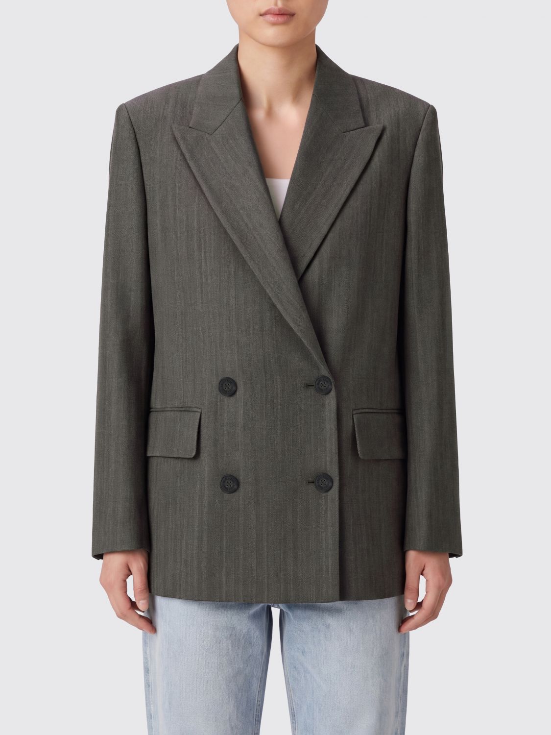 GOLDEN GOOSE Zweireihiger Blazer aus Schurwolle mit gepolsterten Schultern