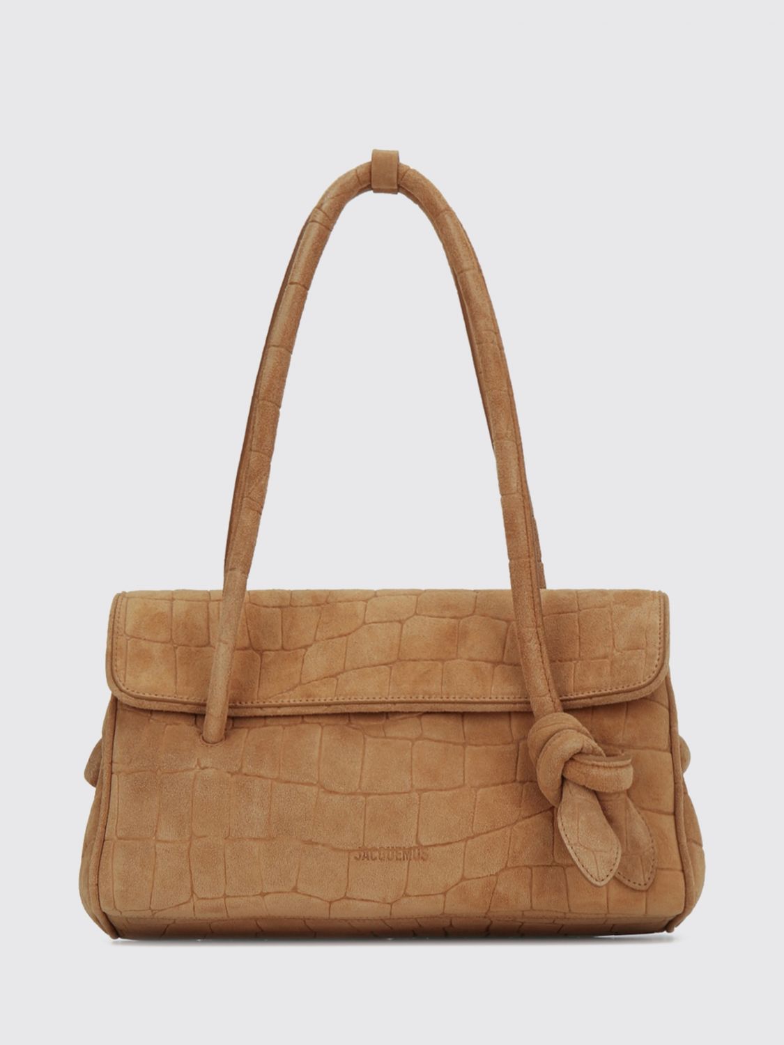 JACQUEMUS Le Turismo Suede Shoulder Bag with Croc-Effect Print and Knot Detail