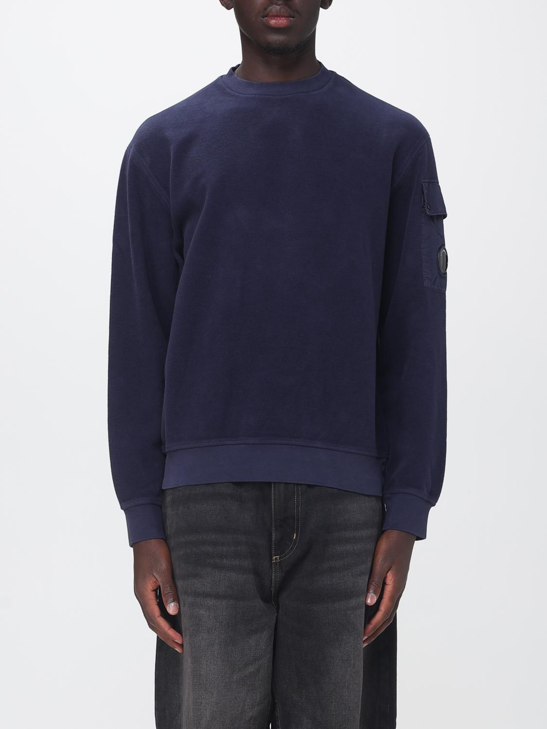 C. P. COMPANY Crew Neck Cotton Sweatshirt with Pocket and Logo Patch