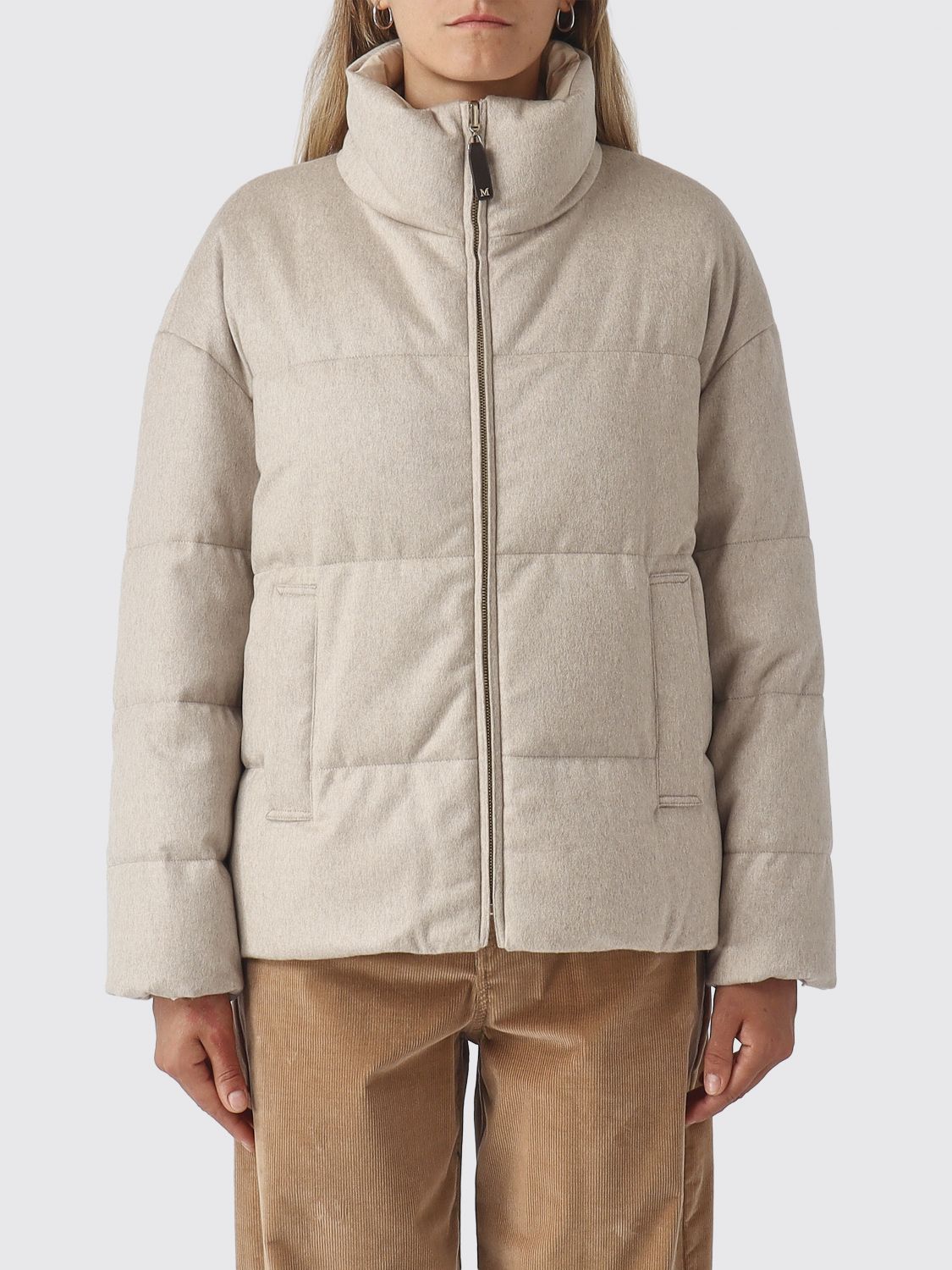 Max Mara The Cube Divina Reversible Cashmere Puffer Jacket with High Neck