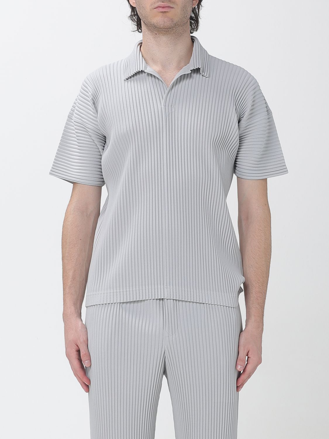 HOMME PLISSE’ ISSEY MIYAKE Short-Sleeved Pleated Polo Shirt Homme Plissé Issey Miyake with V-Neck