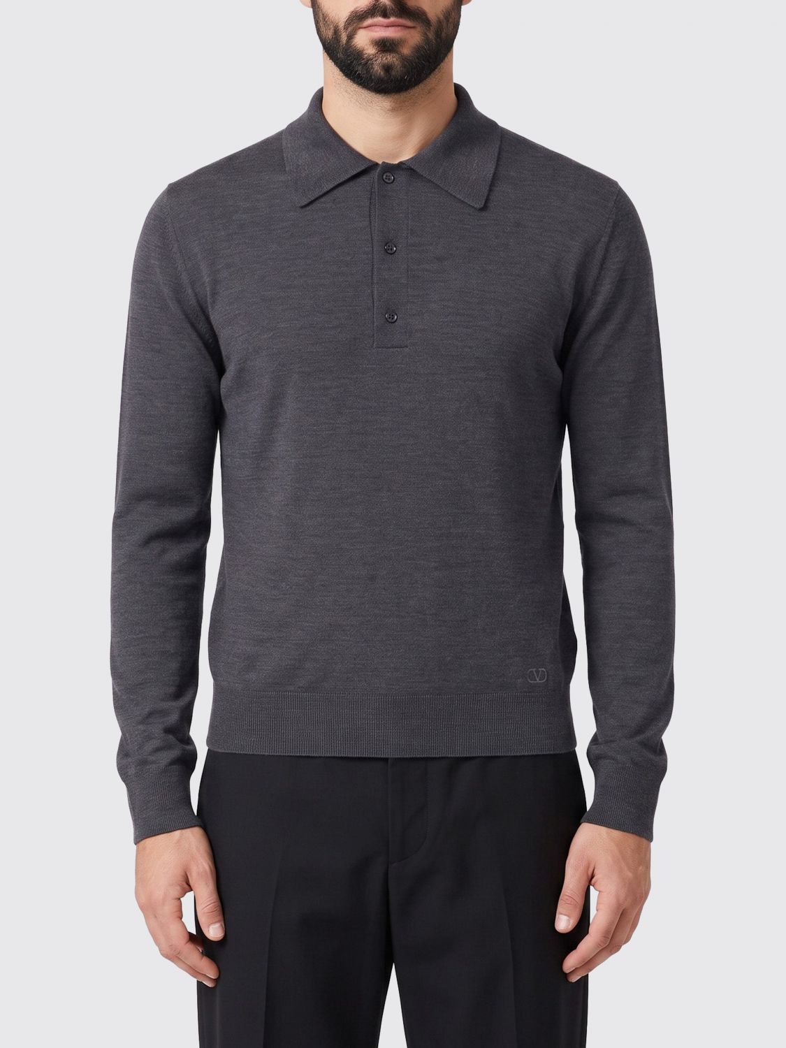 VALENTINO GARAVANI Slim-Fit Langarm-Polohemd aus Schurwolle