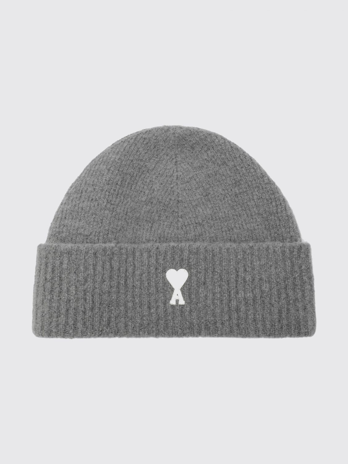 AMI PARIS Berretto beanie in misto lana e alpaca con logo ricamato