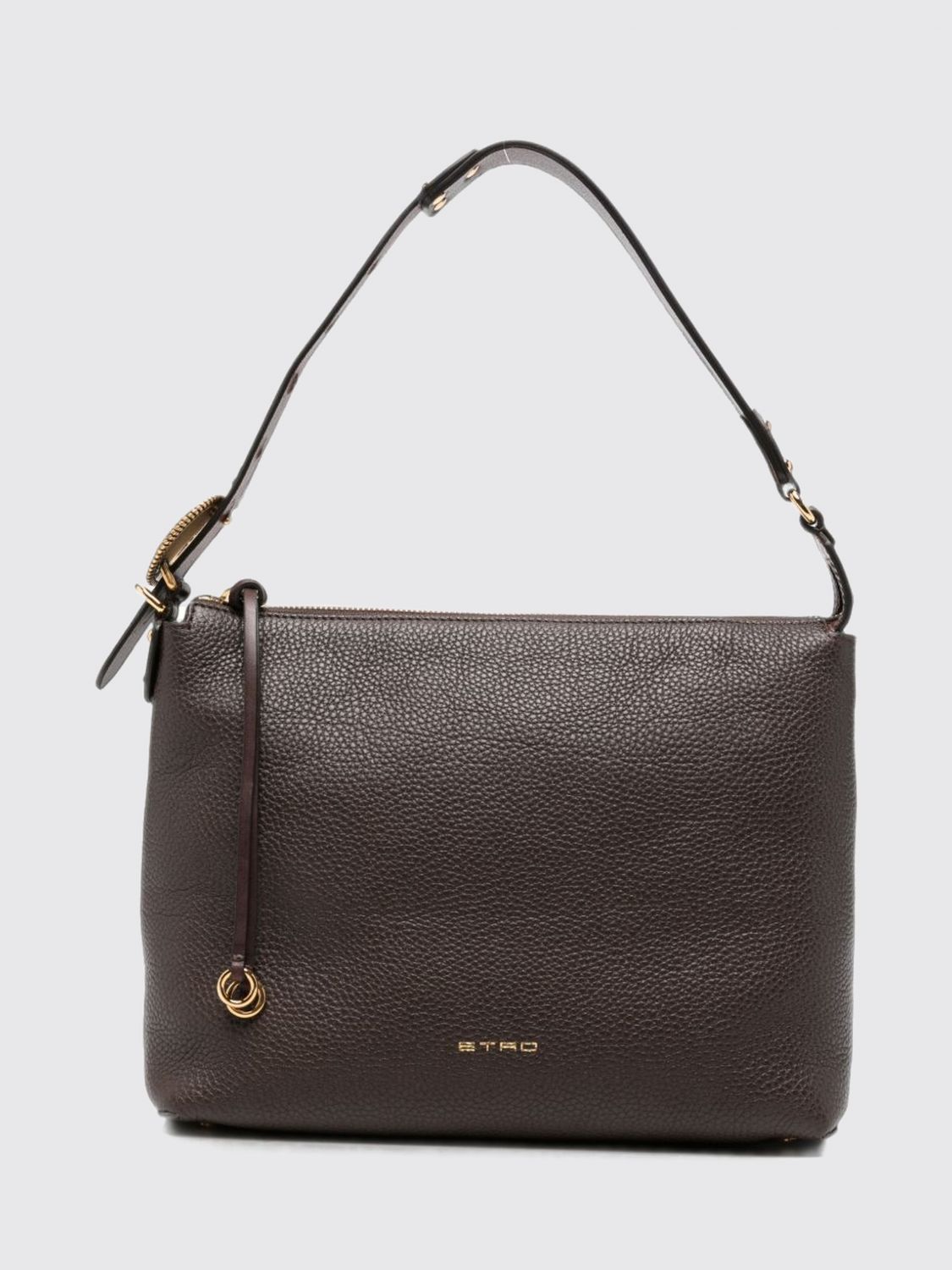 ETRO Pebbled Leather Shoulder Bag with Adjustable Handle and Logo Charm ETRO Pebbled Leather Shoulder Bag with Adjustable Handle and Logo Charm