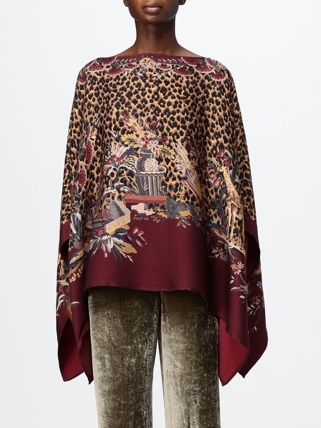 ETRO Animal Print Pure Silk Blouse with Asymmetrical Hem ETRO Animal Print Pure Silk Blouse with Asymmetrical Hem