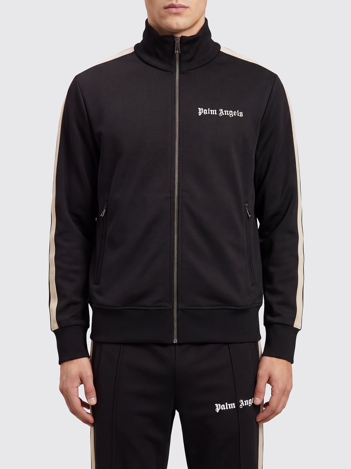PALM ANGELS Technical Fabric Track Jacket with High Neck and Contrast Logo