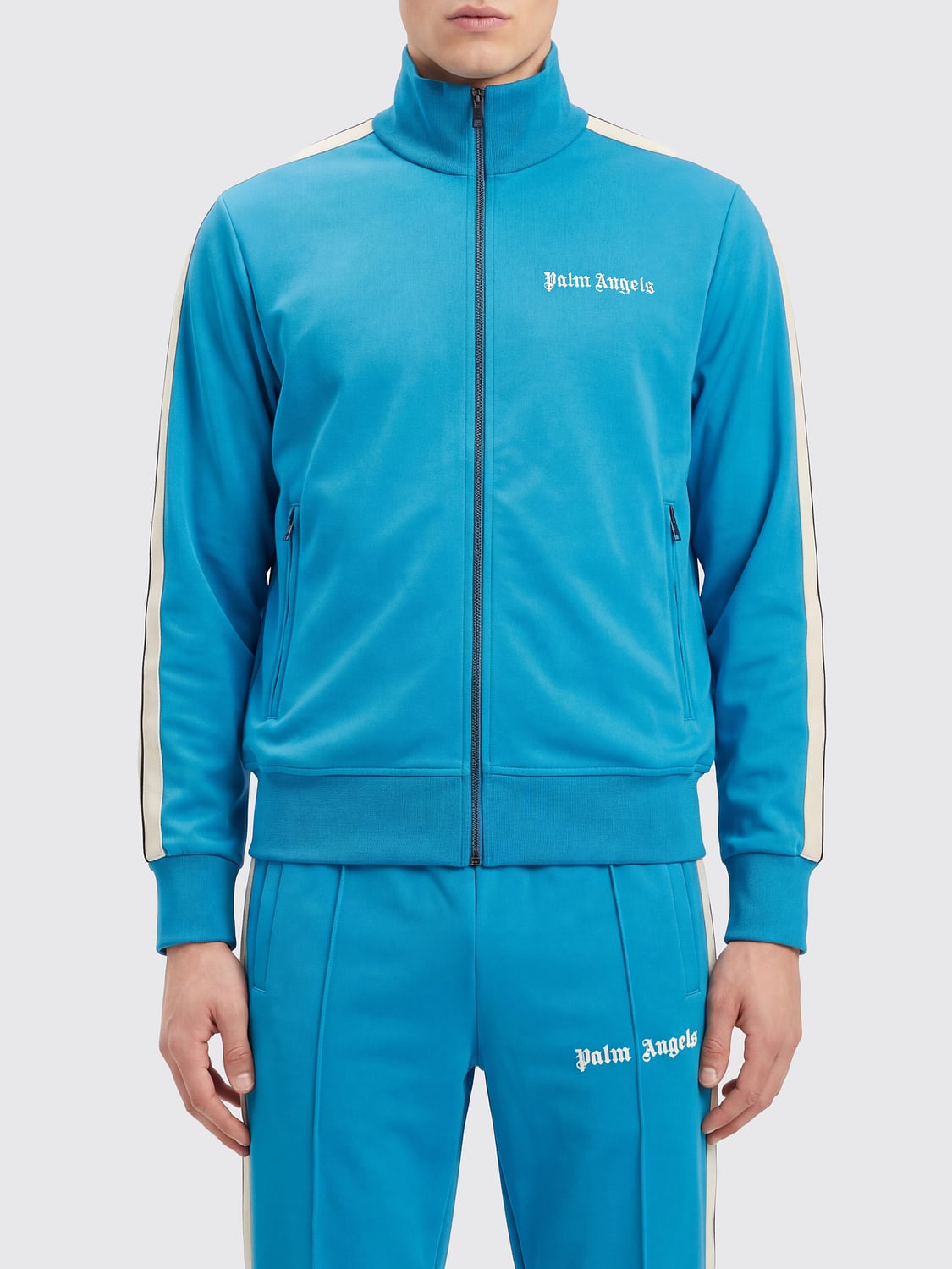 PALM ANGELS Technical Fabric Track Jacket with High Neck and Contrast Logo