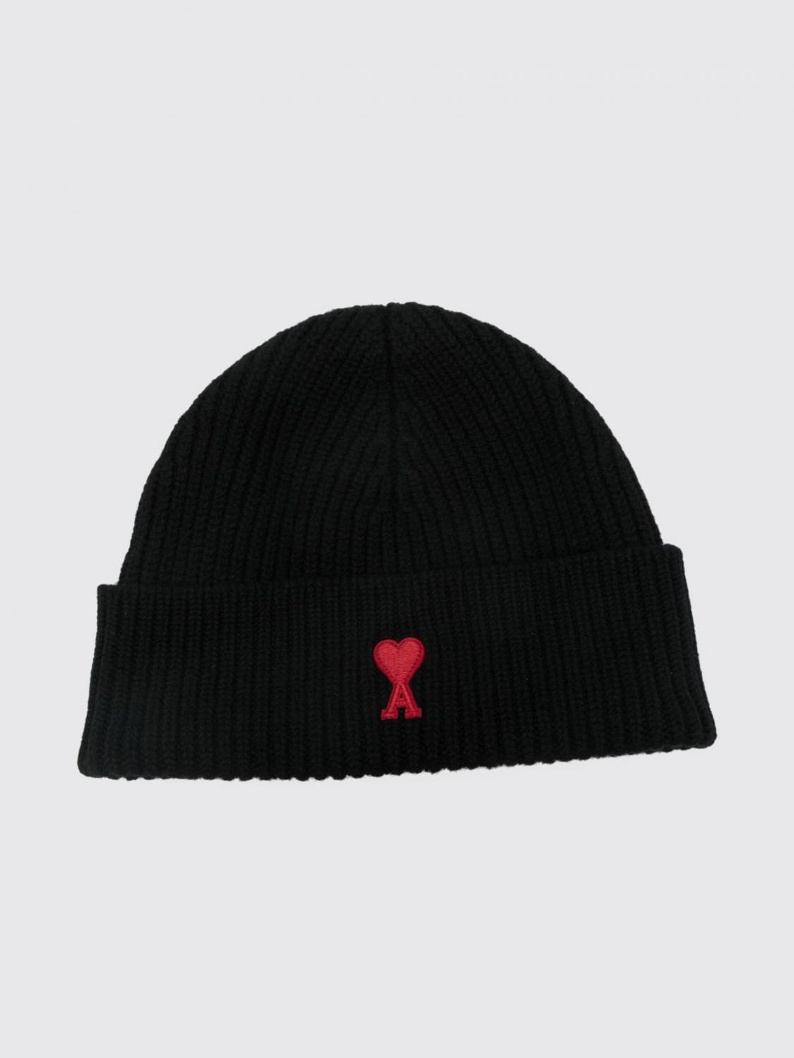 AMI PARIS Wool Beanie Hat with Contrast Ami de Coeur Logo