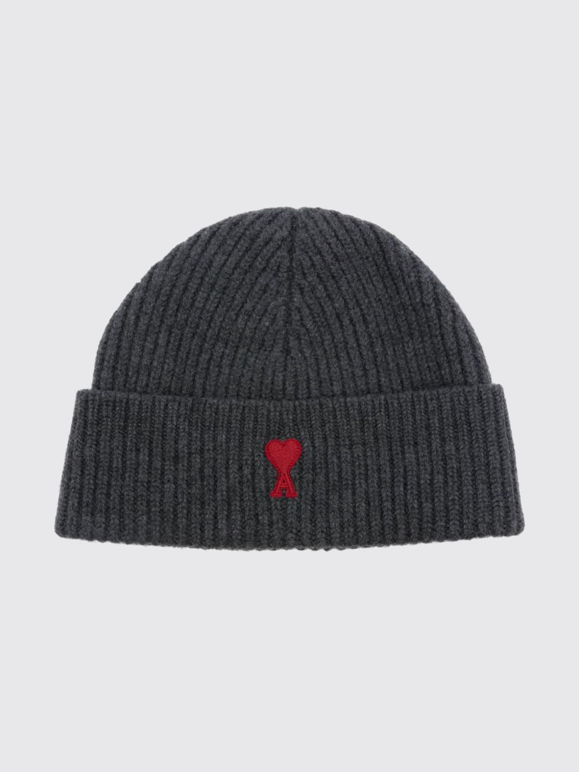 AMI PARIS Wool Beanie Hat with Contrast Ami de Coeur Logo
