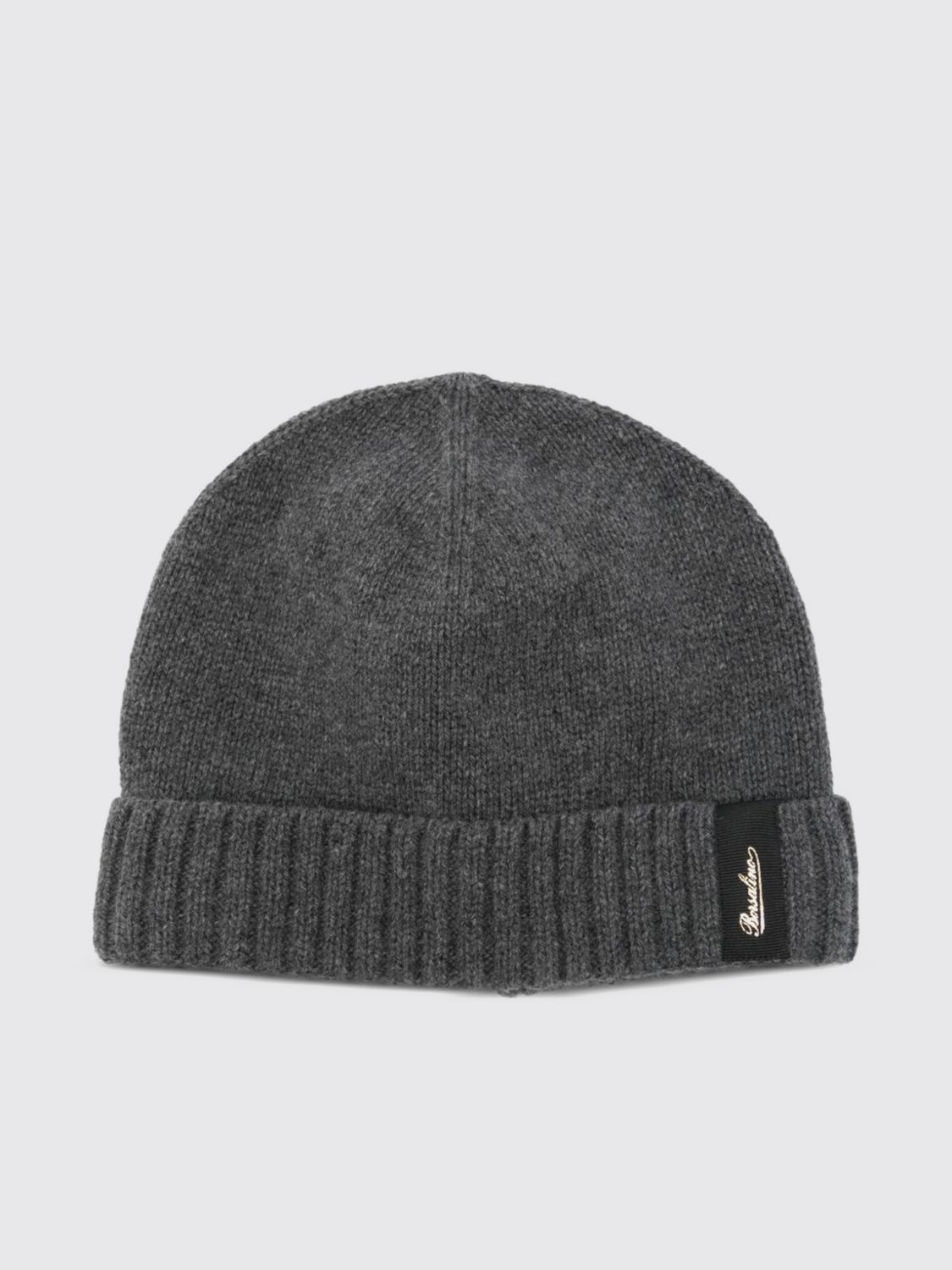 BORSALINO Kaschmir-Beanie-Mütze mit Umschlag und Logo-Patch