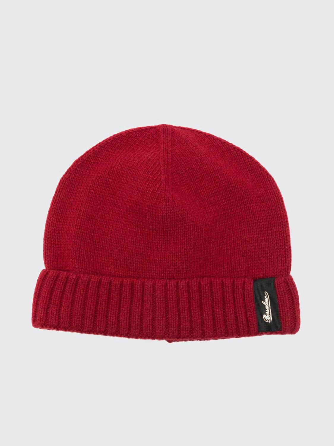 BORSALINO Kaschmir-Beanie-Mütze mit Umschlag und Logo-Patch