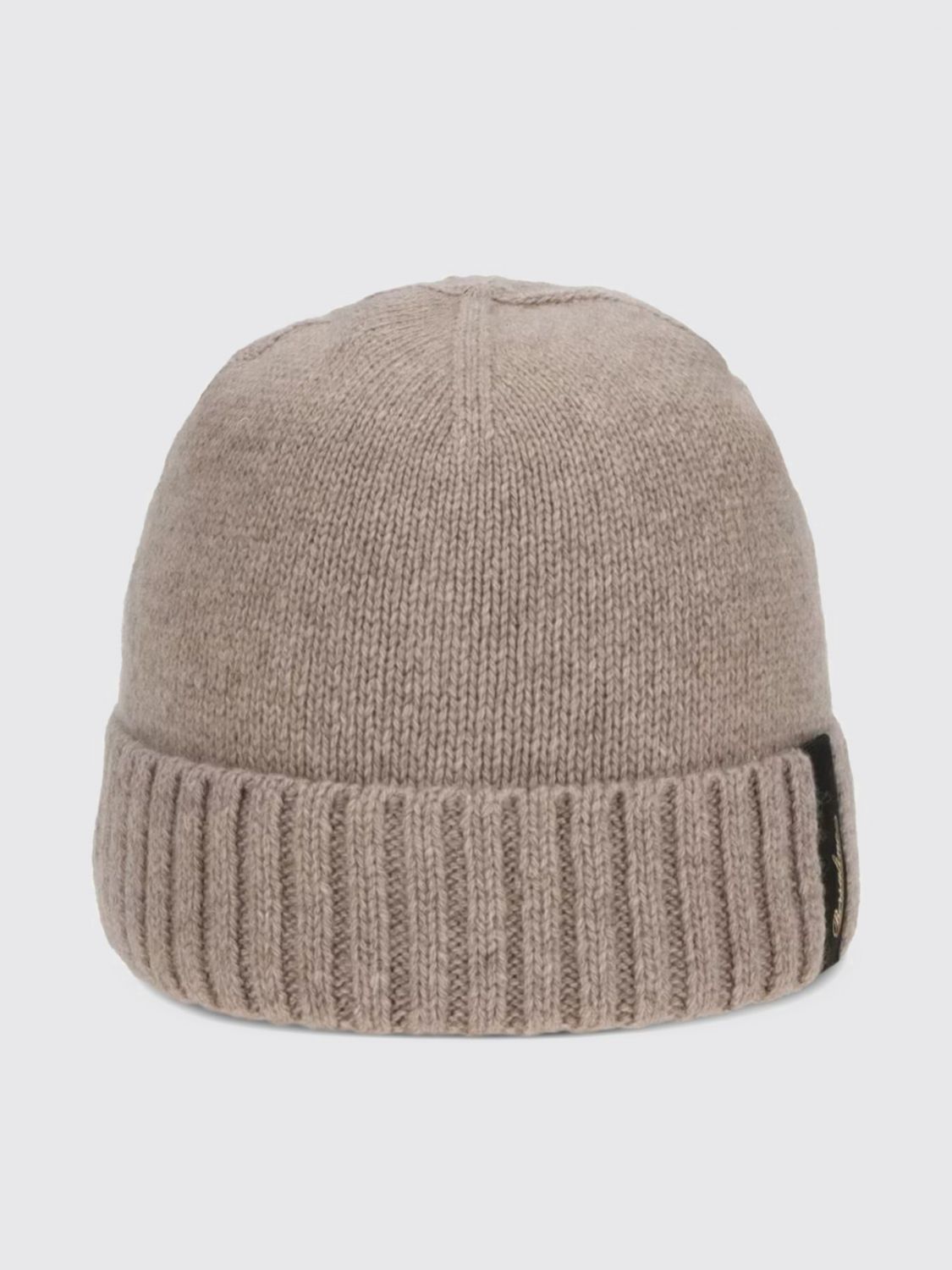 BORSALINO Kaschmir-Beanie-Mütze mit Umschlag und Logo-Patch