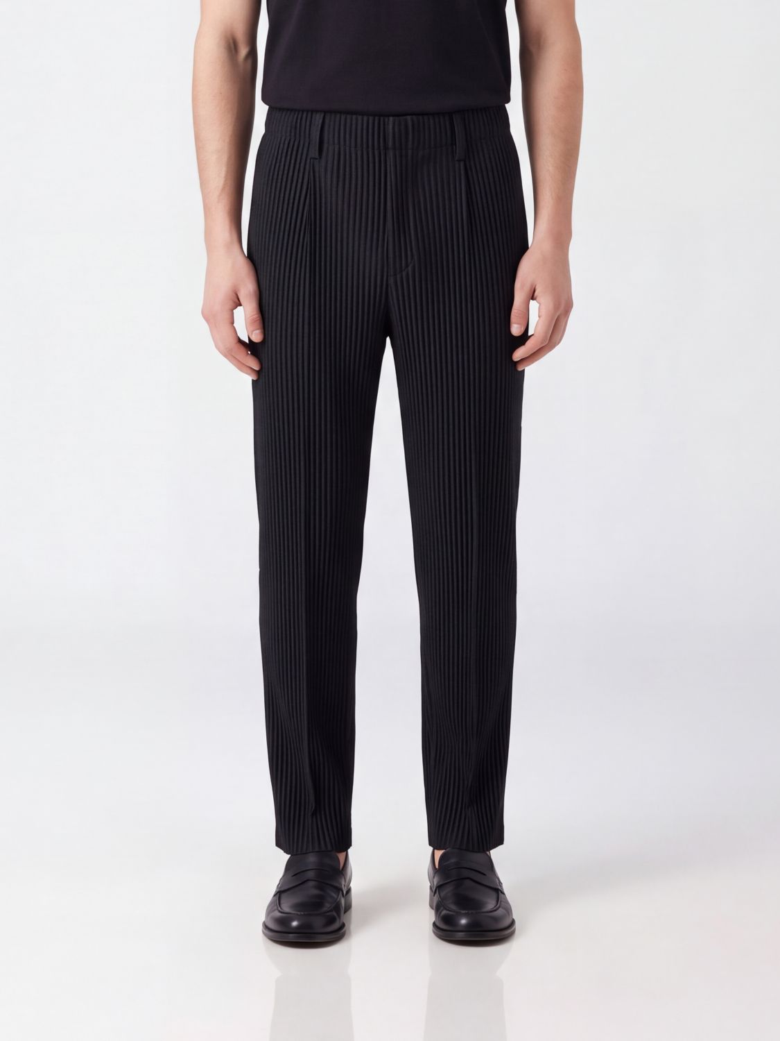 HOMME PLISSE’ ISSEY MIYAKE Homme Plissé Issey Miyake Slim Fit Pleated Technical Fabric Trousers with Slit