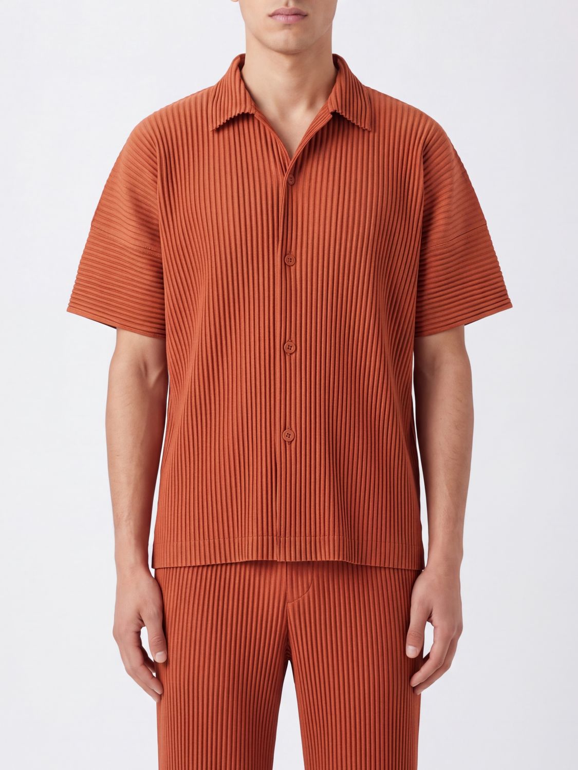 HOMME PLISSE' ISSEY MIYAKE Camicia bowling Homme Plissé Issey Miyake a maniche corte in tessuto plissettato